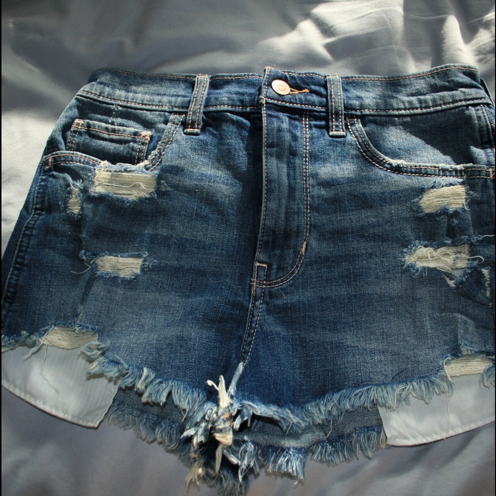high rise vintage ripped denim shorts